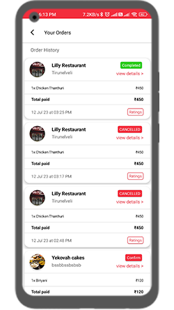 ASAP fastest growing food delivery app order page